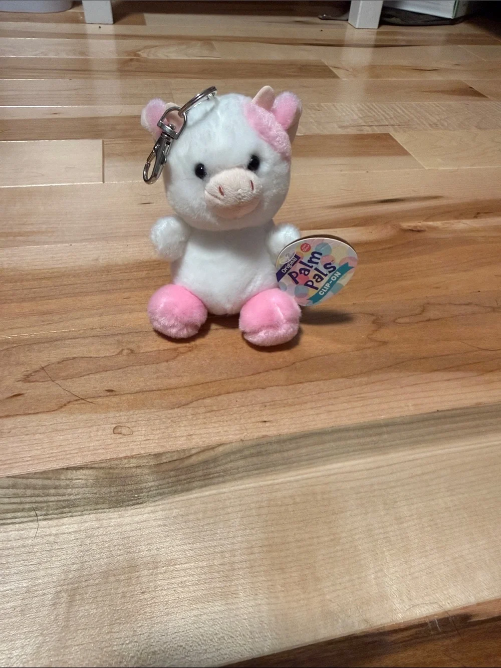 Plush Unicorn Keychain - White and Pink
